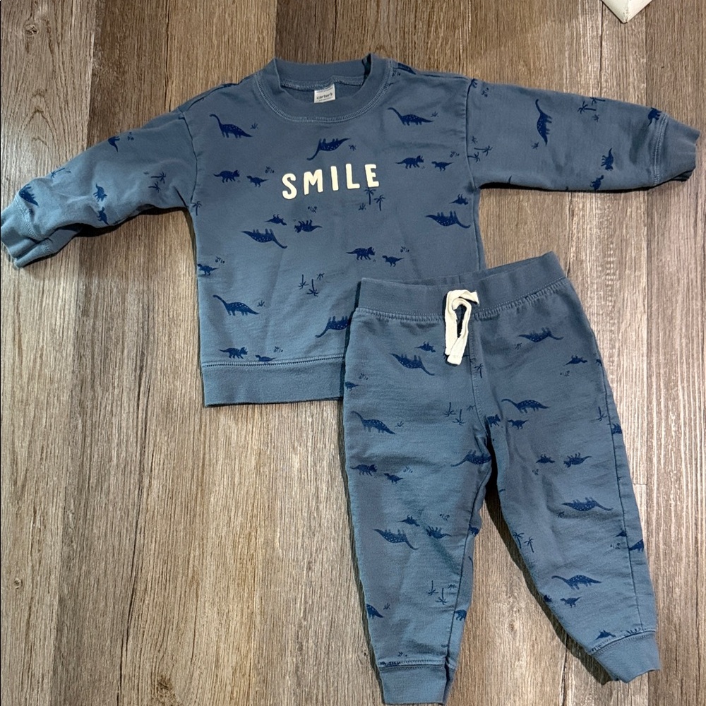 Carter's Gray Dinosaur Print Sweatshirt and Pants Set